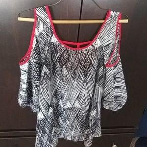 Cold shoulder sheer top
